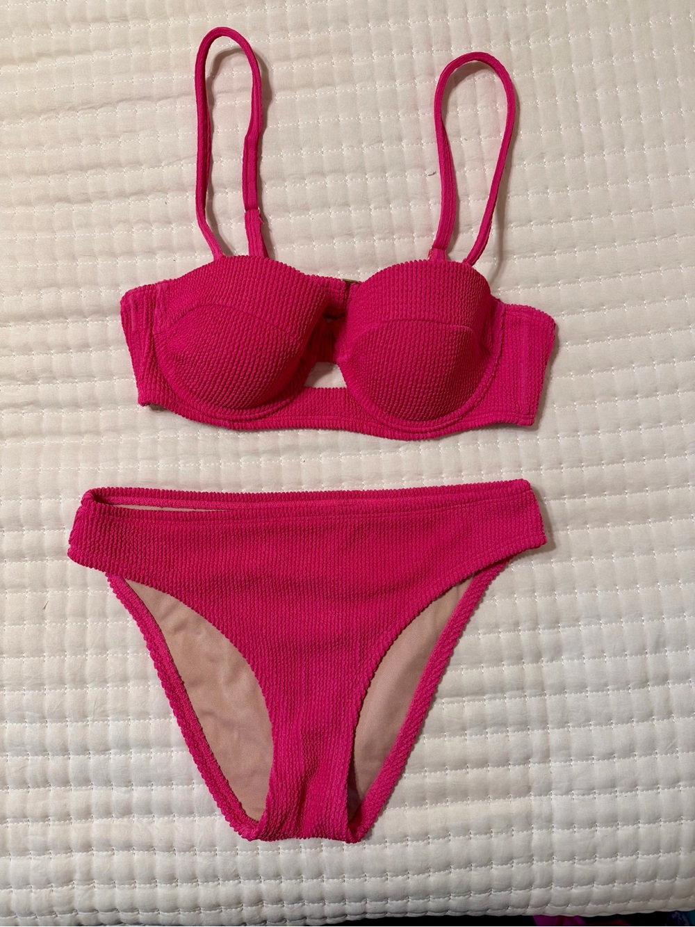 Women’s Hot Pink Textured Bikini Set